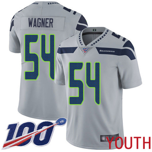 Seattle Seahawks Limited Grey Youth Bobby Wagner Alternate Jersey NFL Football #54 100th Season Vapor Untouchable->youth nfl jersey->Youth Jersey
